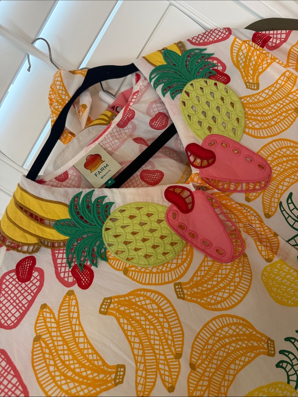 Farm Rio off-white tropical fruits midi dress size M - Picture 5 of 6